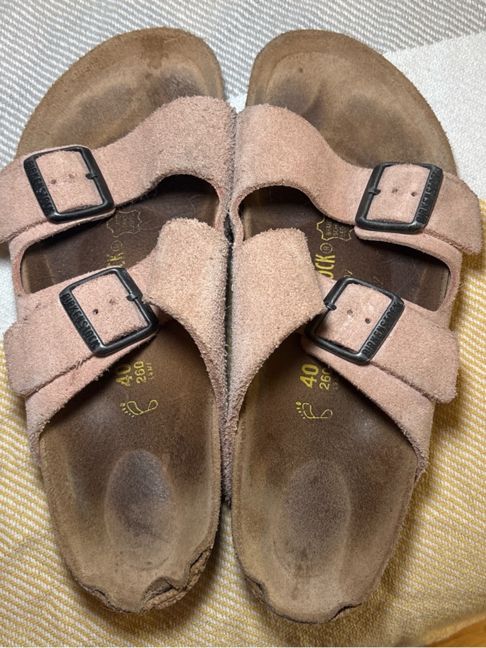Pink Suede Double Strap Sandals with Buckles - Picture 3 of 4